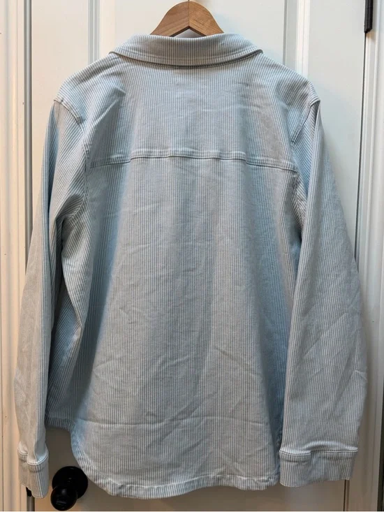 Boutique Pinstripe Denim Shacket - Picture 2 of 6